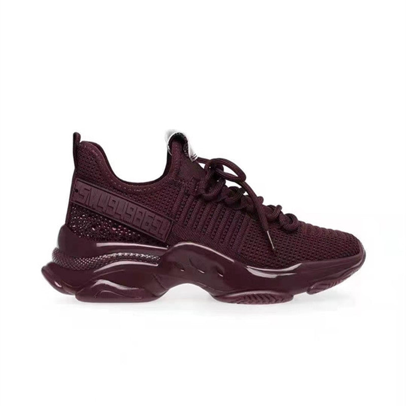 Women's Low Top Round Toe Flying Woven Lace-up Sneakers
