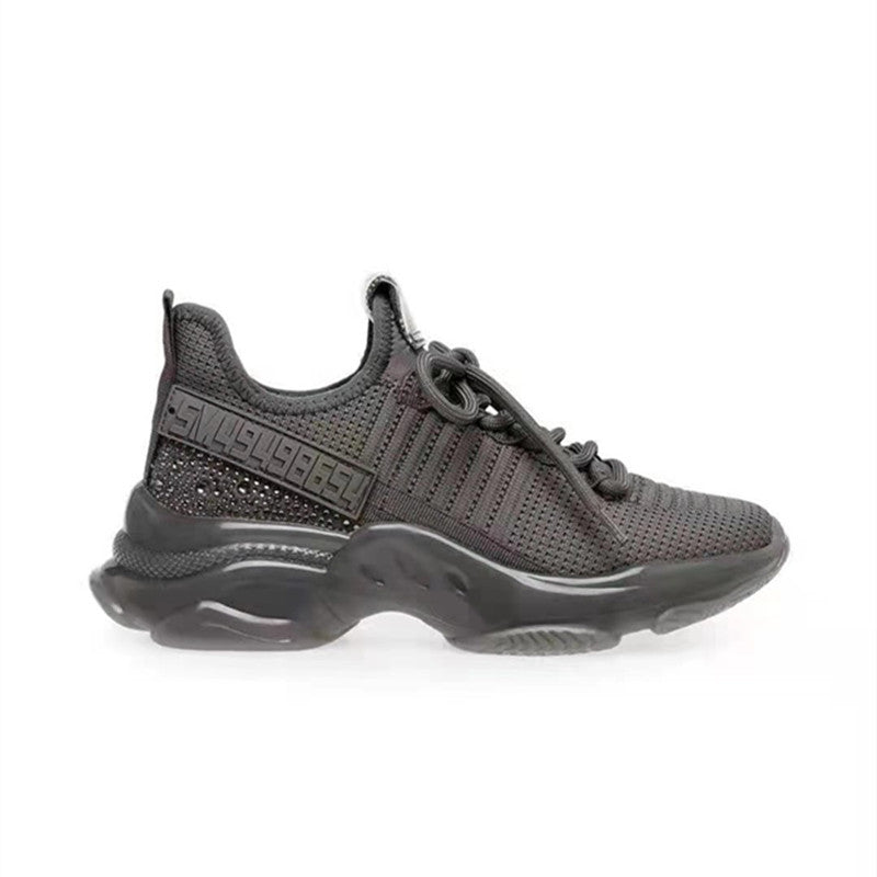 Women's Low Top Round Toe Flying Woven Lace-up Sneakers