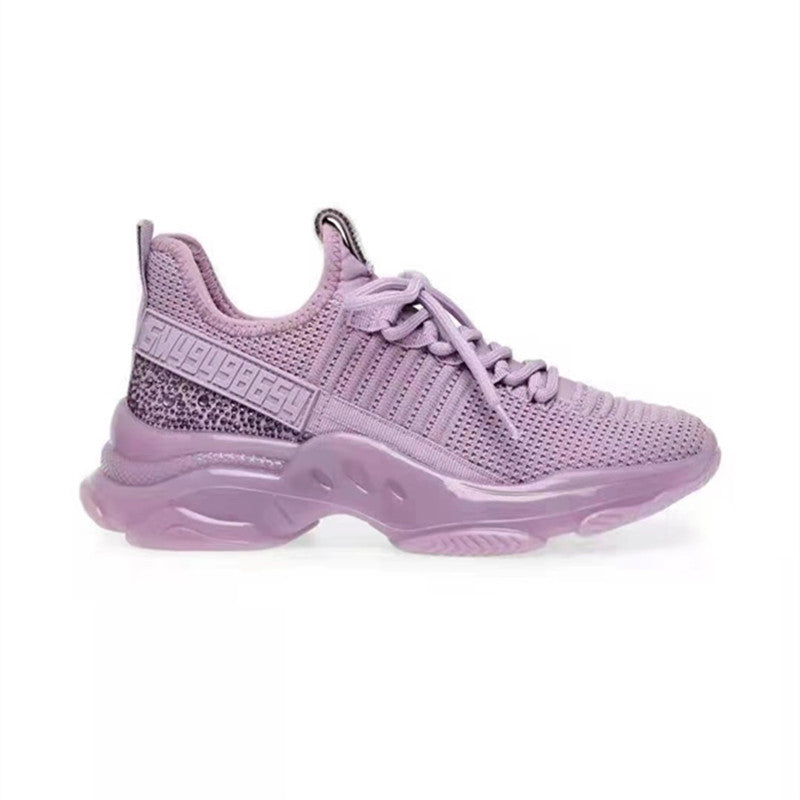 Women's Low Top Round Toe Flying Woven Lace-up Sneakers