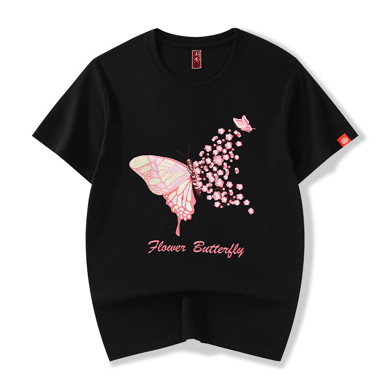 Men's Fashion Loose Butterfly Plum Embroidered Tops