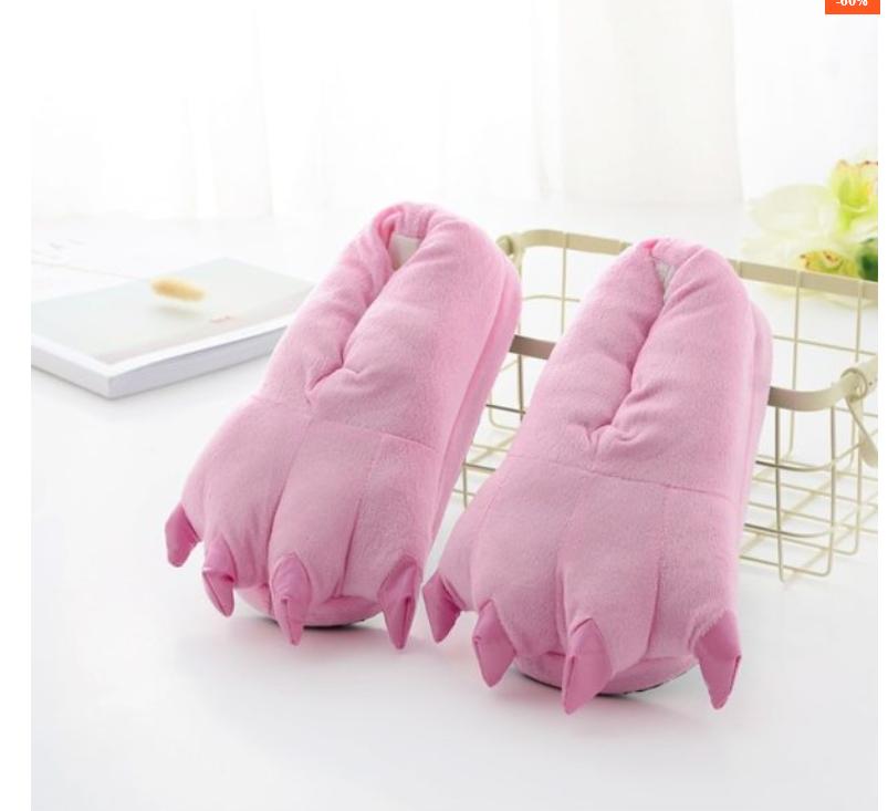 Soft Warm Dinosaur Paw Funny Slippers for Men Women Kids