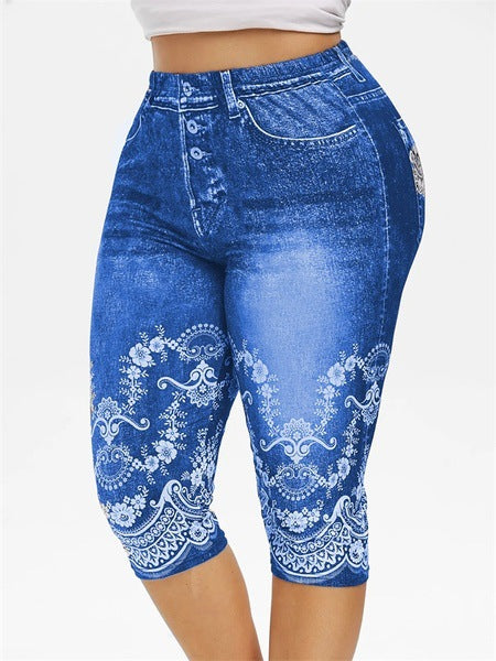 Denim Yoga Jeans Leggings High Waist Capri Pants Jeggings