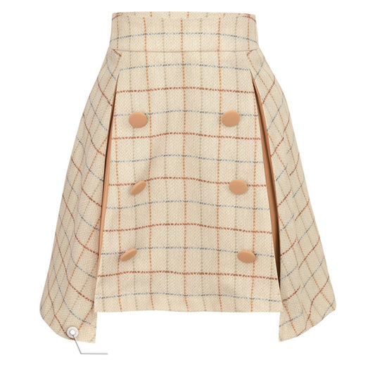 Woolen Stripe Print Skirt