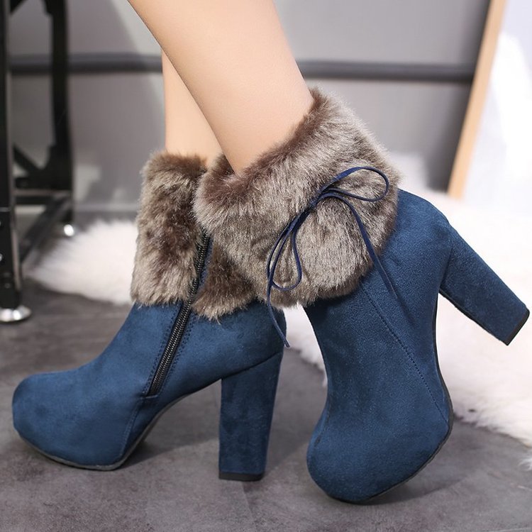 New Style Platform Boots Bow Tie Ankle Fur