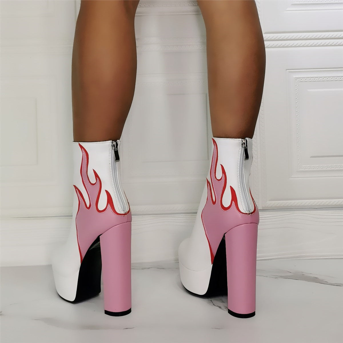 Pink Flame Thick High Heel