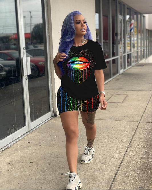 Two-piece printed suit