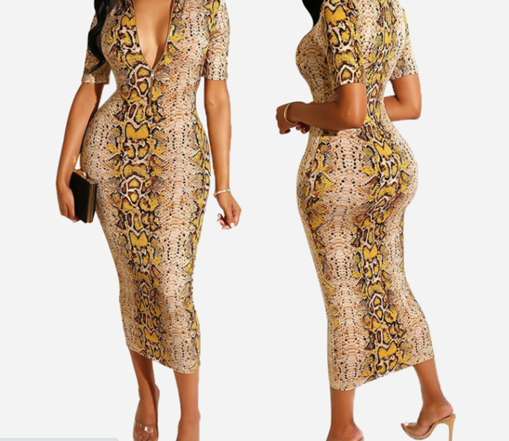 Multi Color Print Long Sleeve Graphic Dress