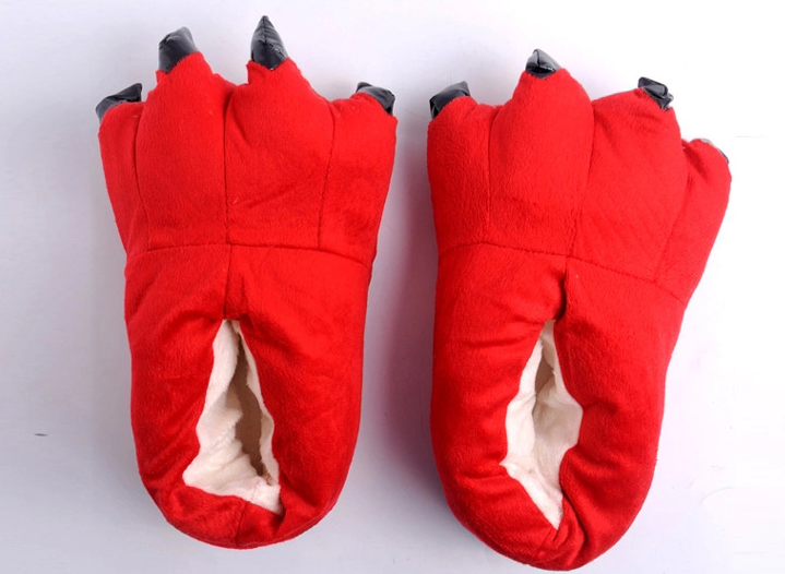 Soft Warm Dinosaur Paw Funny Slippers for Men Women Kids