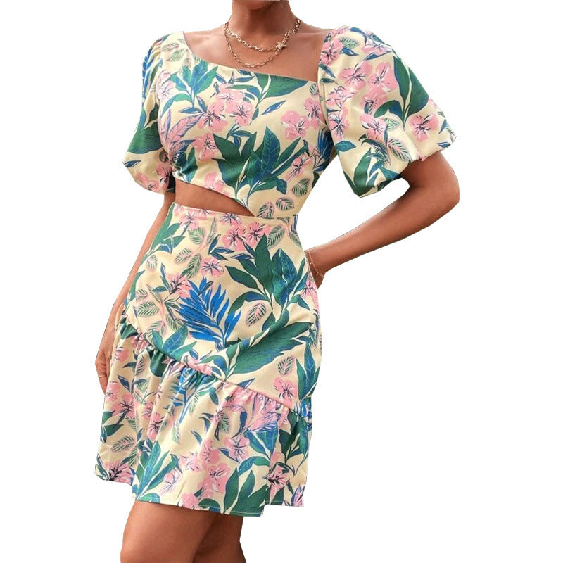 Short Sleeve Multi Color Floral Dress
