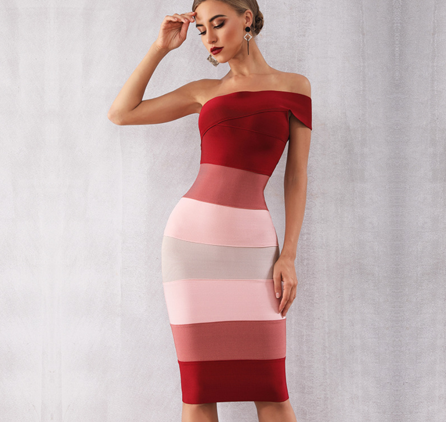 Multi Color Stripe Party Dress