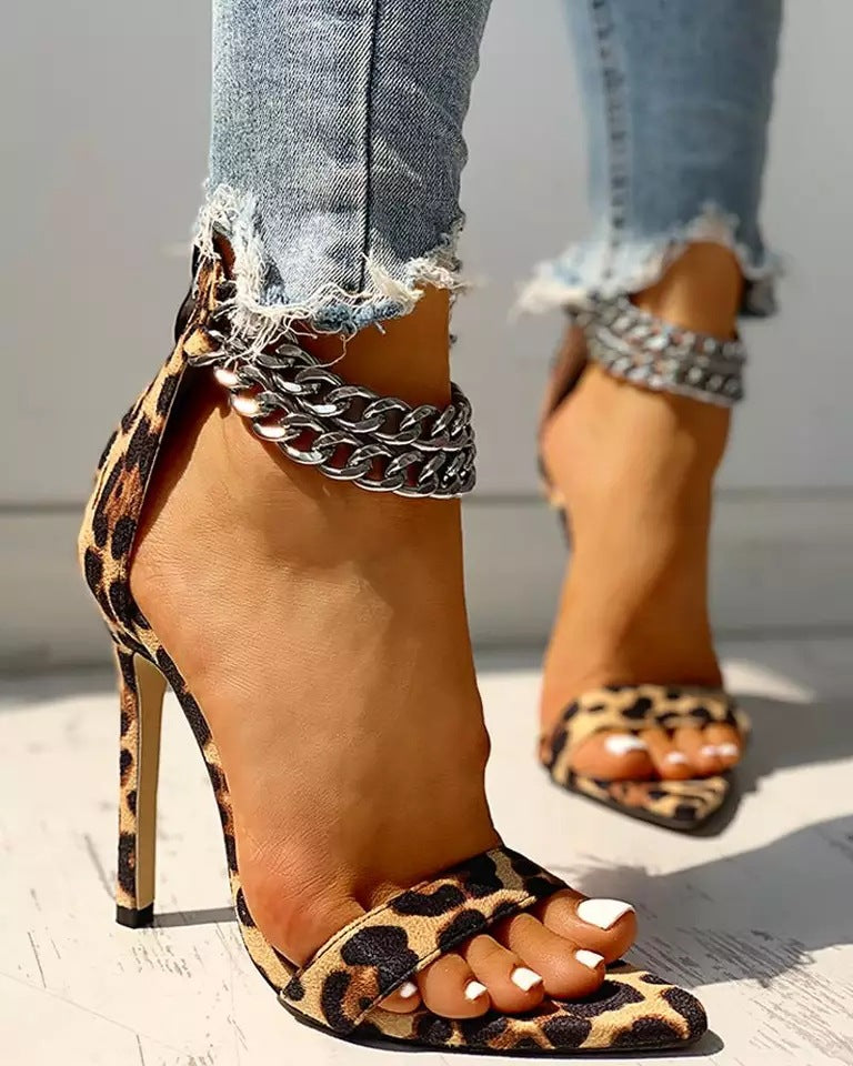Chain Strap High Heels Stiletto Sandals