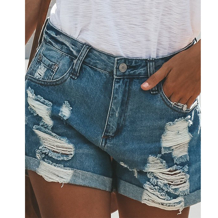 Ripped Denim Shorts