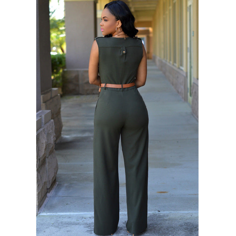 Solid Color Fashion Short Sleeve Jumpsuits