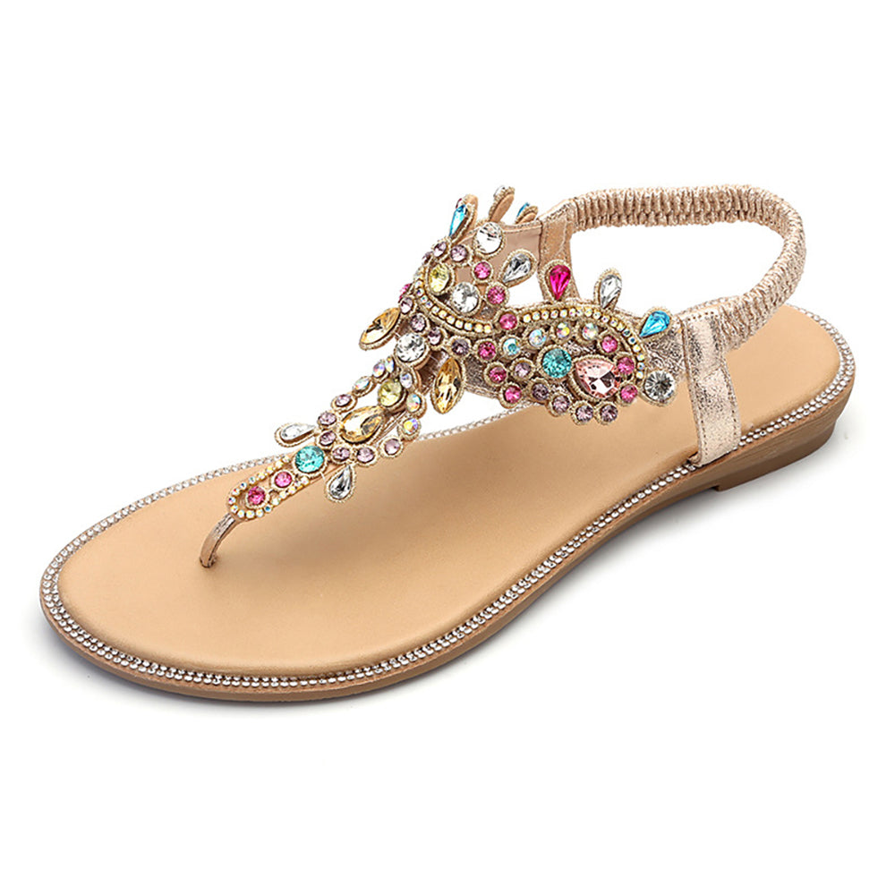 Solid Color Sandals with colorful diamonds