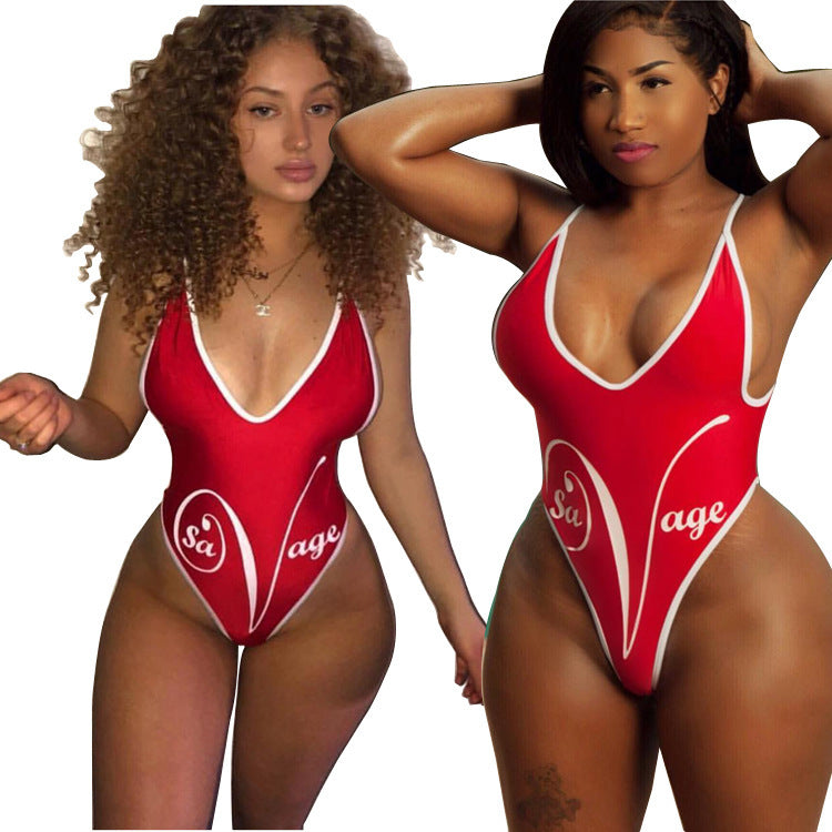 Printed Women's Tight One-Piece Swimsuit