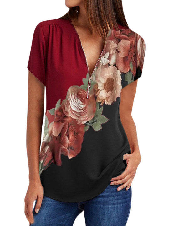 Short Sleeve Multi Color Floral Print Shirt