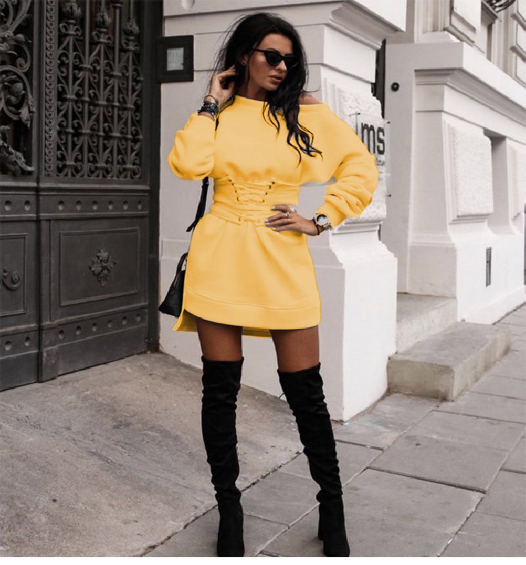 Sweatshirt Waist Long Sleeve Dress