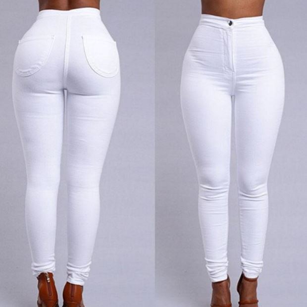 Fashion Elastic White Jeans Leggings