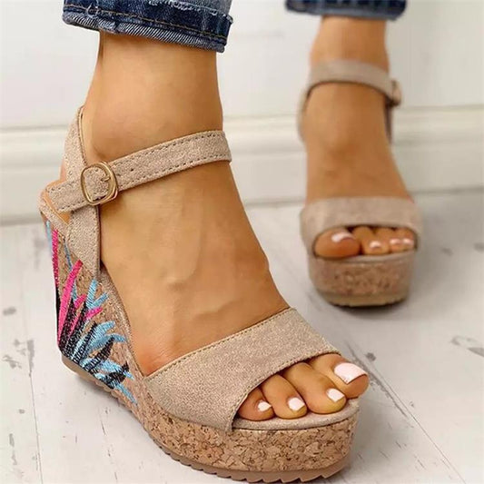 New Multi Color Wedge Platform Sandals