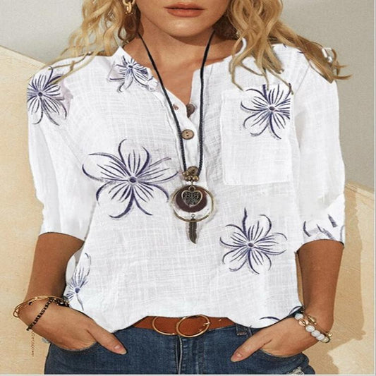 Printed Long-Sleeved Floral Shirt