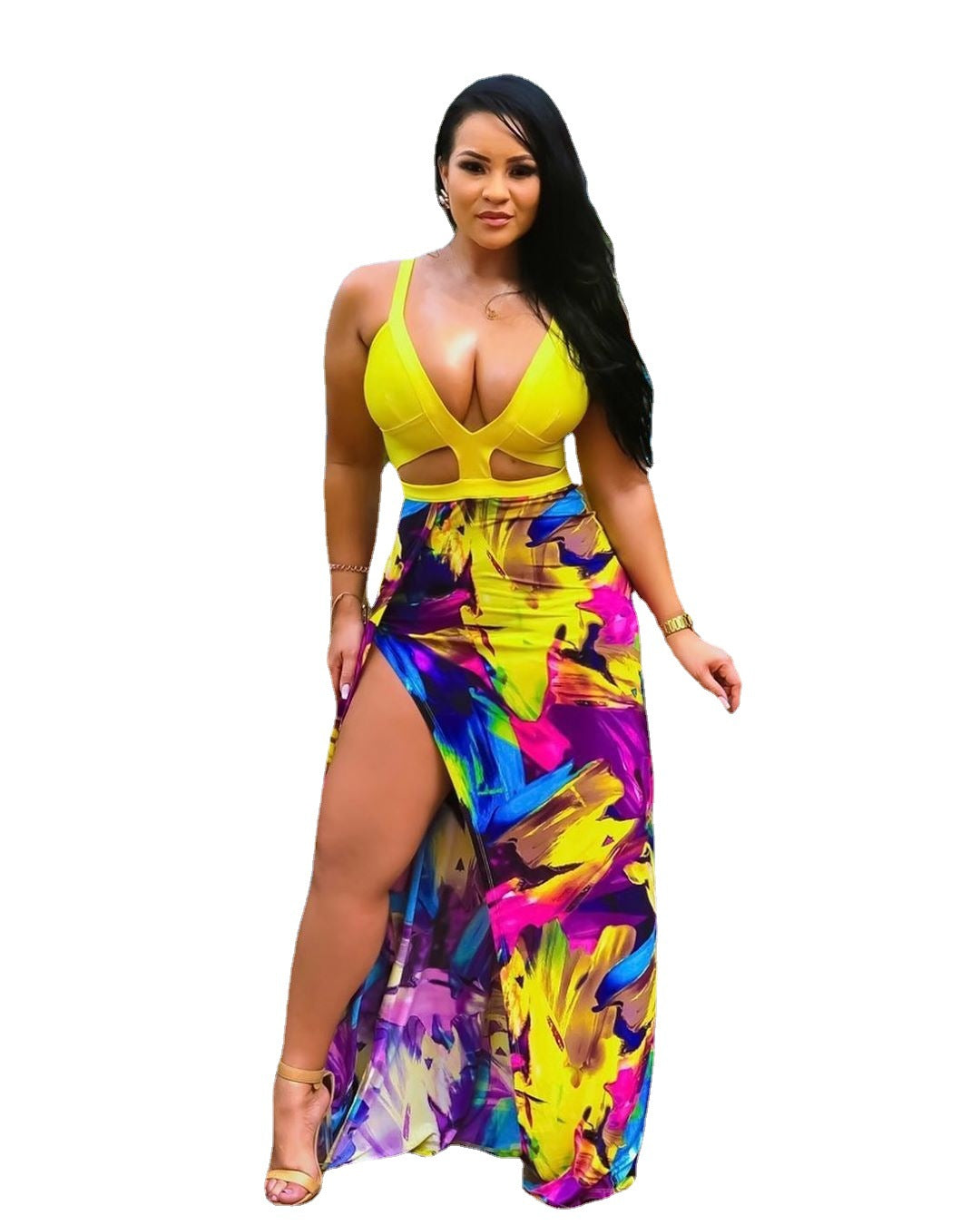 Printed Multi Color Floral Beach Dress