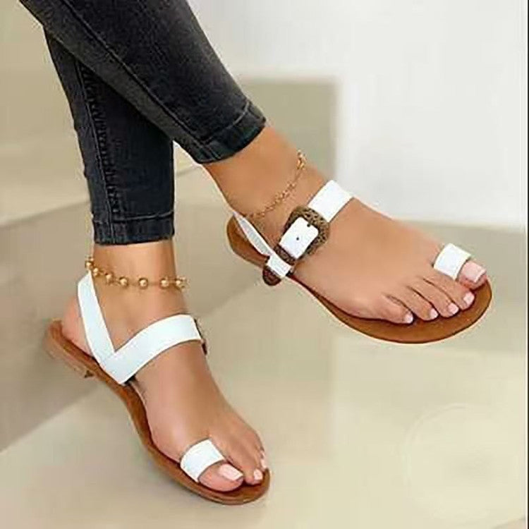 Flat Sandals With Toe Buckle Casual Sandals