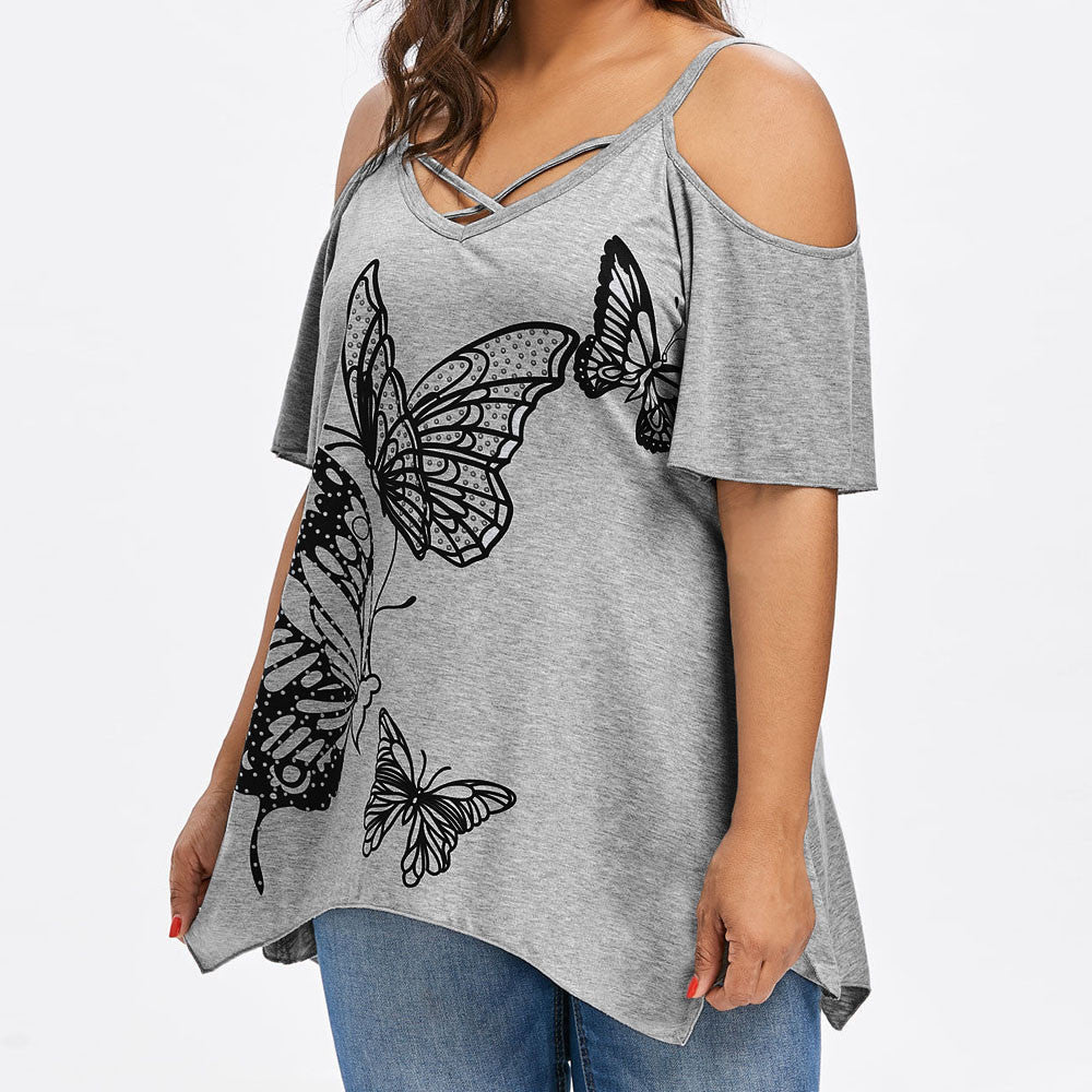 Summer Butterfly Print Short Sleeve T-Shirt