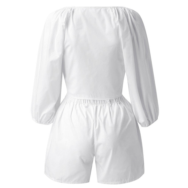 Short Sleeve Elastic Waist Wide Leg Short Set