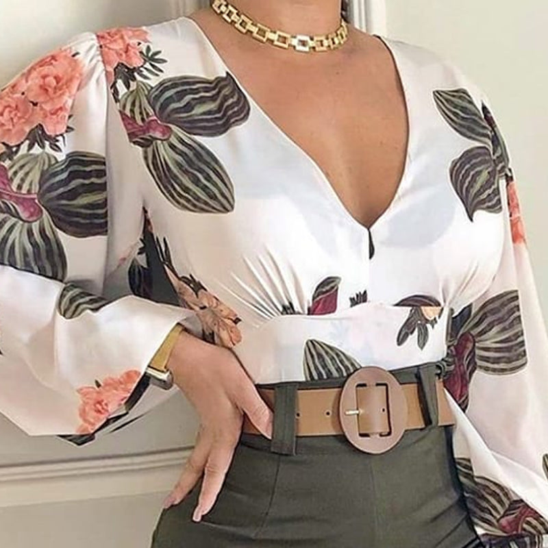 Floral Printed Long Sleeve Shorts Set