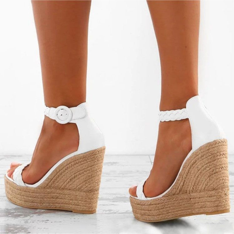 Solid Color Women's Platform Wedge Sandals