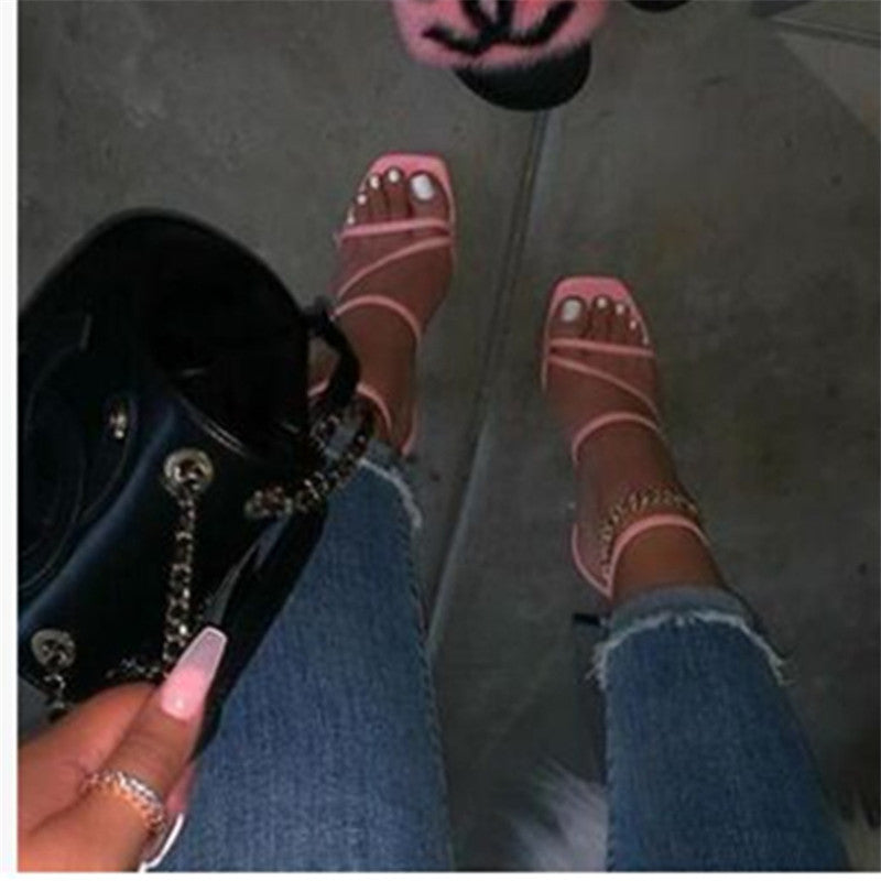 Ankle Strap Sandals With Thick Heel