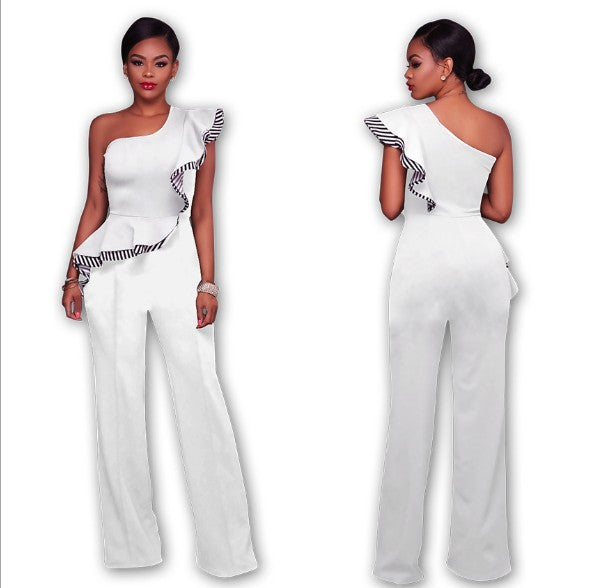 Casual One Shoulder Jumpsuit