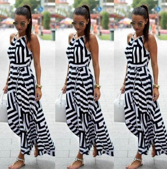 Multi Color Black Print Maxi Dress