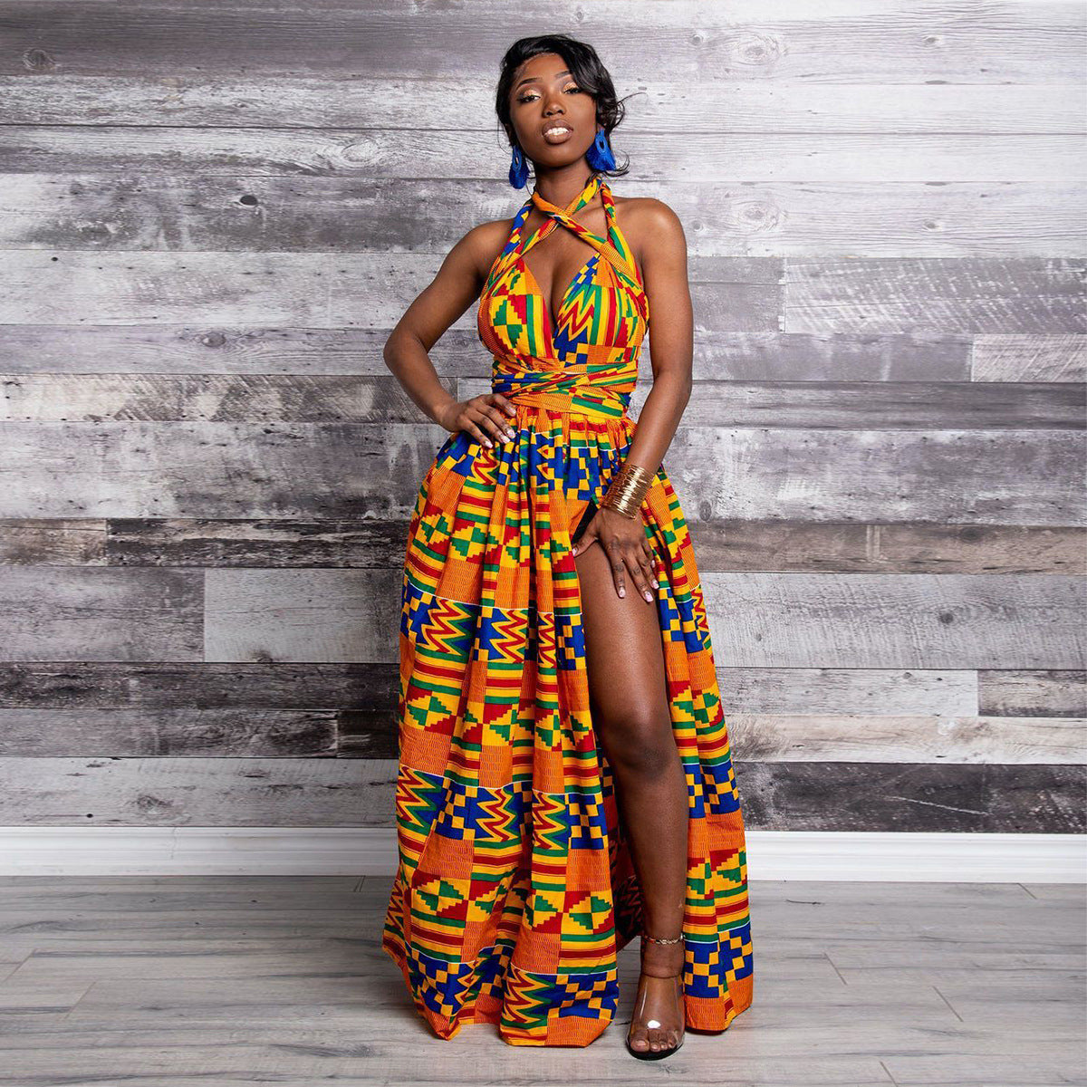 Multi Color Print Maxi Dresses