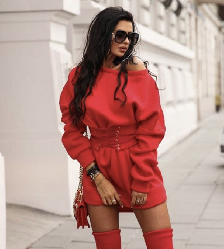 Sweatshirt Waist Long Sleeve Dress