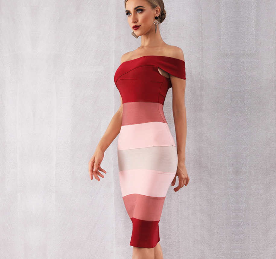 Multi Color Stripe Party Dress