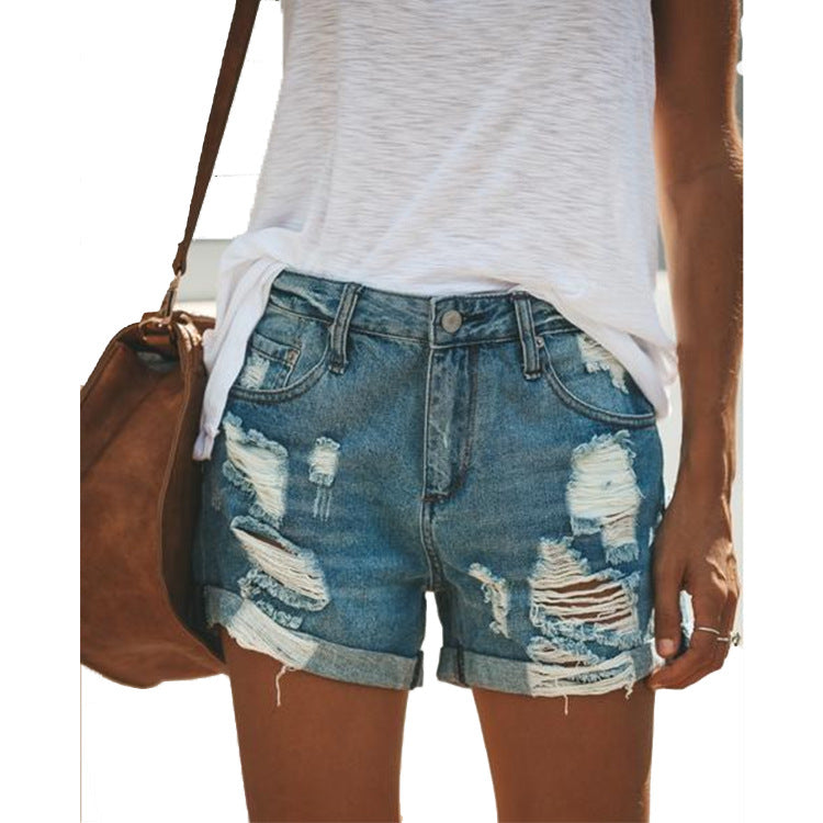 Ripped Denim Shorts