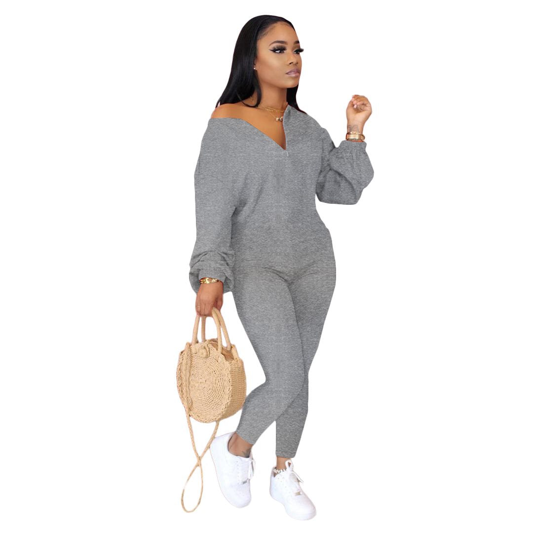 Casual Loose Jumpsuit With Sloping Shoulders