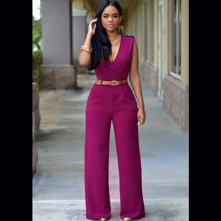 Solid Color Fashion Short Sleeve Jumpsuits