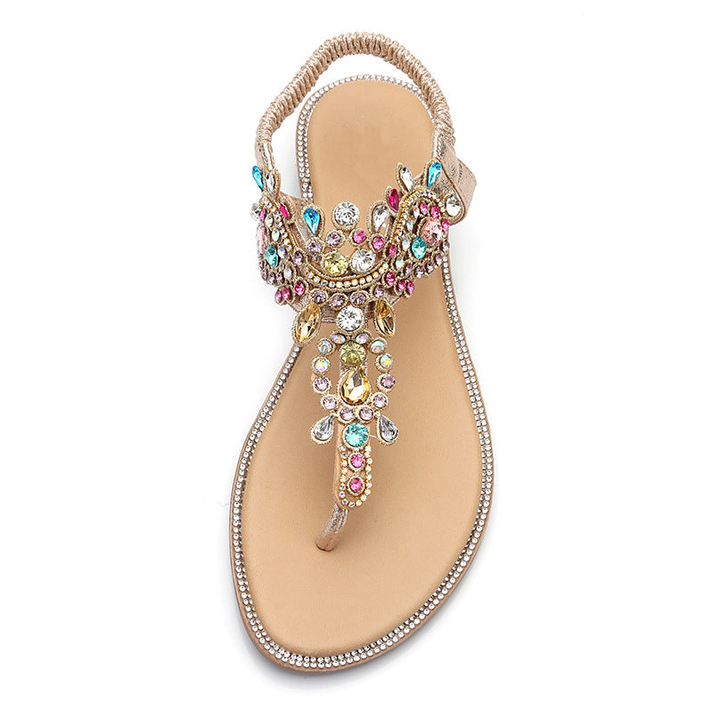 Solid Color Sandals with colorful diamonds