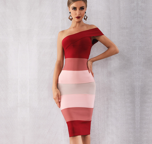 Multi Color Stripe Party Dress