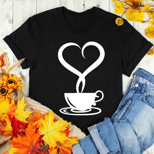 Coffee Love Casual Graphic Short Sleeve T-Shirt