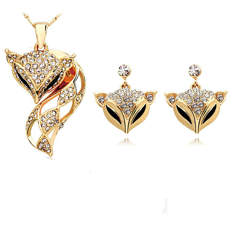 Fox necklace earring set