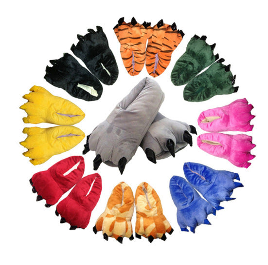 Soft Warm Dinosaur Paw Funny Slippers for Men Women Kids