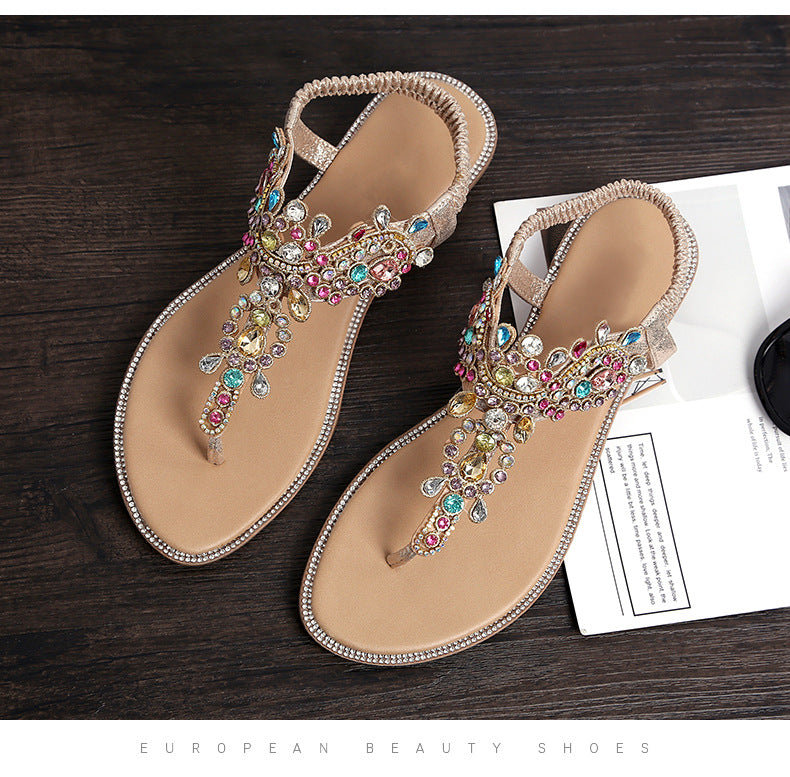 Solid Color Sandals with colorful diamonds