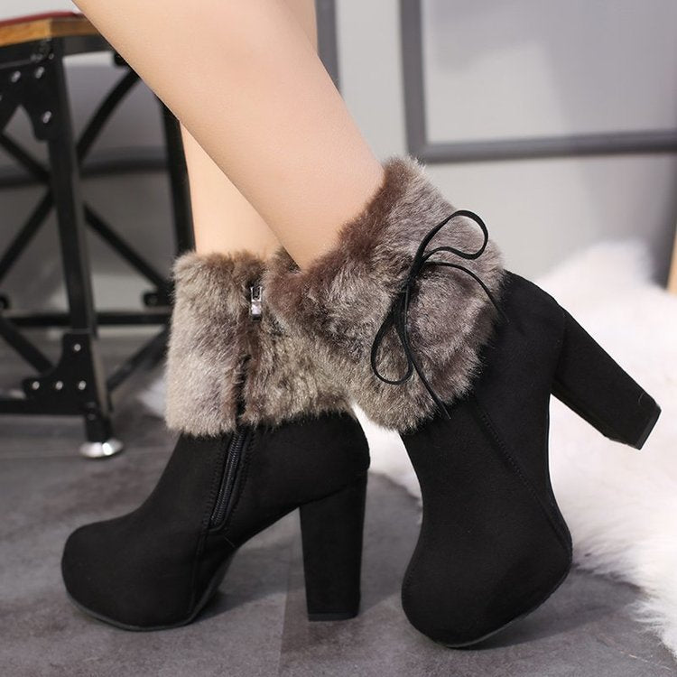 New Style Platform Boots Bow Tie Ankle Fur