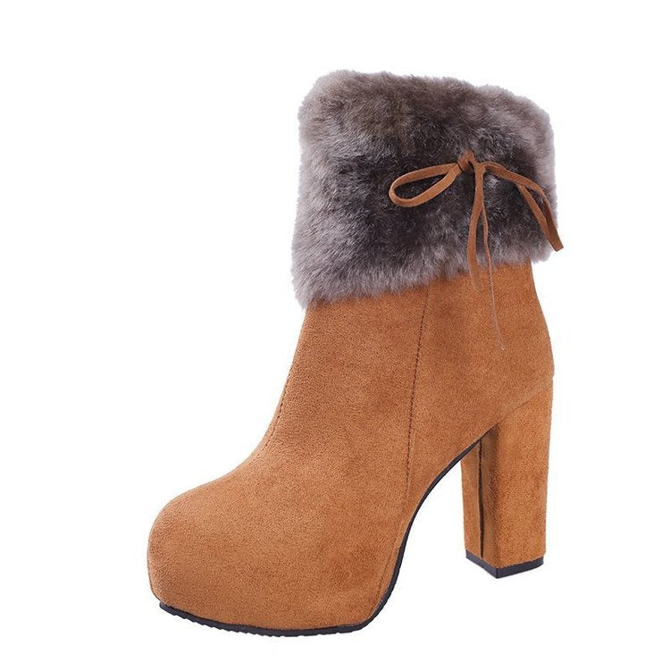 New Style Platform Boots Bow Tie Ankle Fur