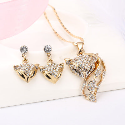 Fox necklace earring set