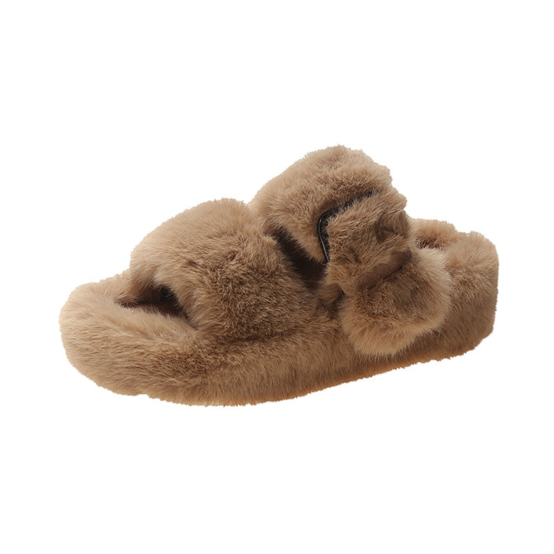 Thick Bottom Furry Slippers For Outside Home