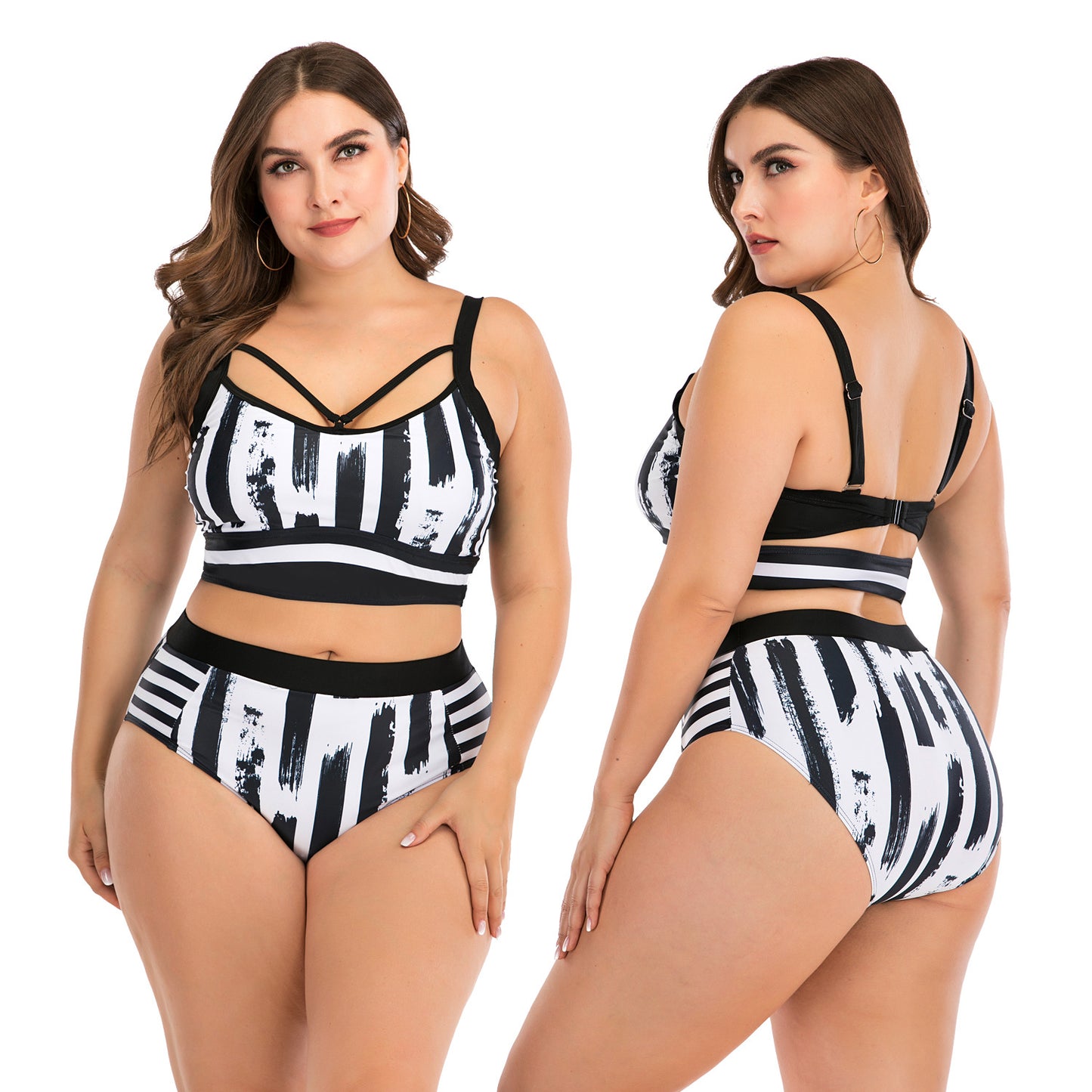 Multi Color Black And White Bikini Swimsuit